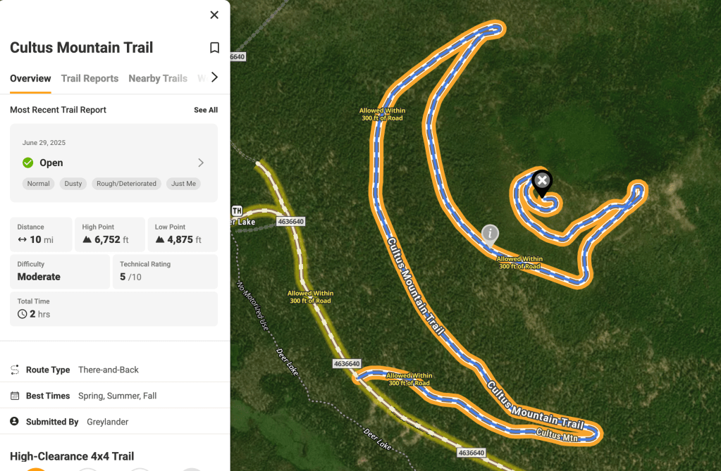 Cultus Mountain W7O/CM-036 | August&nbsp;2025